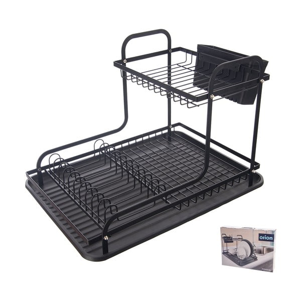 Iš metalo dviejų aukštų kiaurasamtis juodos spalvos 42,5x32 cm Radka – Orion-image-3