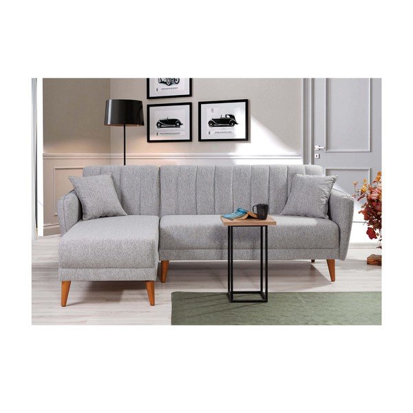Sulankstoma kampinė sofa šviesiai pilkos spalvos (su kairiuoju kampu) Aqua – Balcab Home-image-3