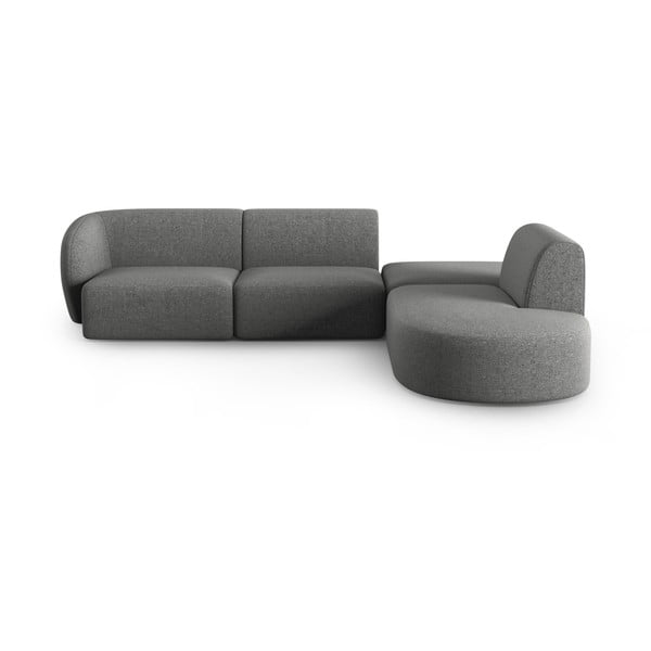 Pilkos spalvos iš šenilinio audinio kampinė sofa (su dešiniuoju kampu/„L“ formos) Paolo – Milo Casa