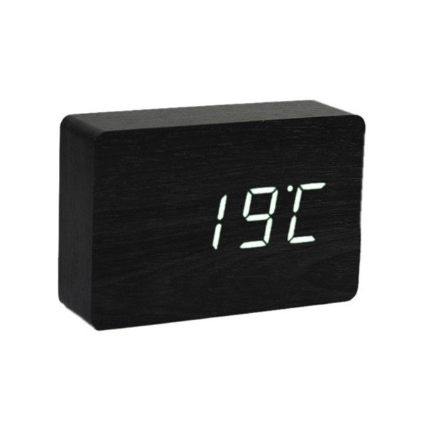 Juodos spalvos žadintuvas su baltu LED ekranu Gingko Brick Click Clock-image-4