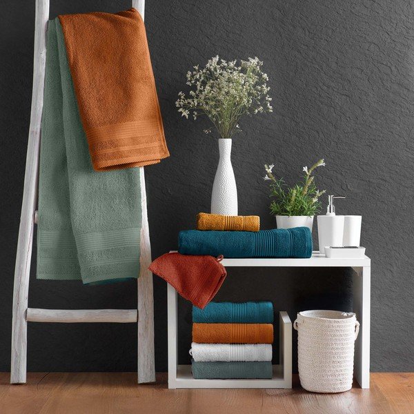 Raudonos plytų spalvos iš frote audinio iš medvilnės rankšluostis 30x50 cm Tendresse – douceur d'intérieur-image-3