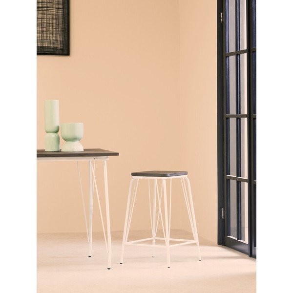 Baltos spalvos/tamsios natūralios spalvos iš guobos masyvo taburetė District – Premier Housewares-image-3