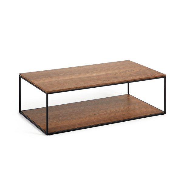 Tamsios natūralios spalvos kavos staliukas su riešutmedžio dekoro stalviršiu 60x110 cm Yoana – Kave Home