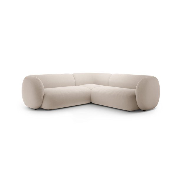 Smėlio spalvos kampinė sofa iš velveto Kate – Micadoni 