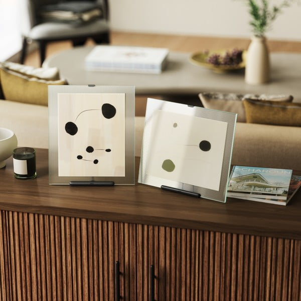 Iš stiklo pastatomas rėmas juodos spalvos 26x30,5 cm Flute – Umbra-image-1