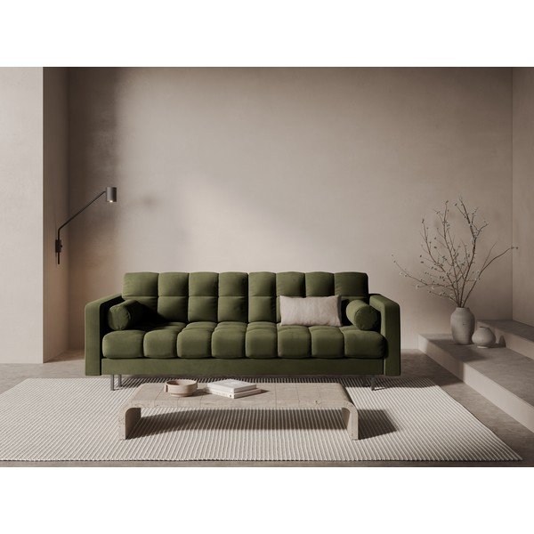 Žalios spalvos iš velveto sulankstoma/su sandėliavimo vieta sofa 222 cm Bali – Cosmopolitan Design-image-1