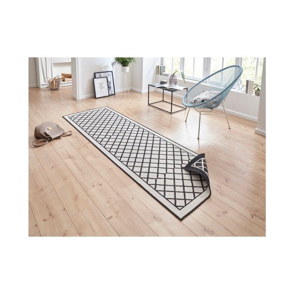 Juodos ir kreminės spalvos dvipusis lauko kilimas NORTHRUGS Sydney, 80 x 250 cm-image-4