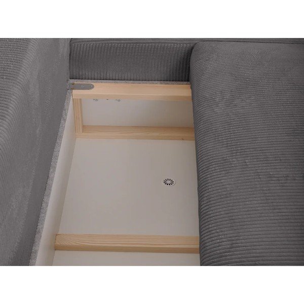 Tamsiai pilkos spalvos sulankstoma/su sandėliavimo vieta kampinė sofa iš kordinio velveto (su dešiniuoju kampu/su gultu) Campi – Bobochic Paris-image-4