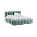 Mėtų spalvos dvigulė lova audiniu dengta su sandėliavimo vieta su lovos grotelėmis 180x200 cm Lupine – Micadoni 