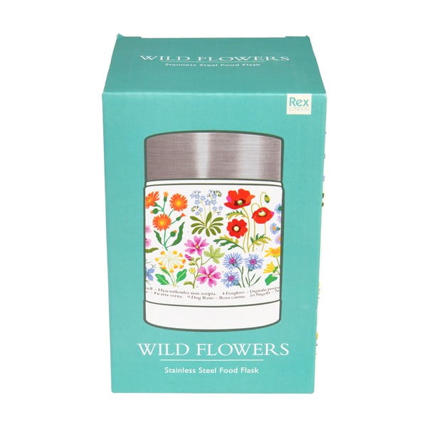 Kreminės spalvos/sidabrinės spalvos maistui/vaikams termosas 450 ml Wild Flowers – Rex London-image-3