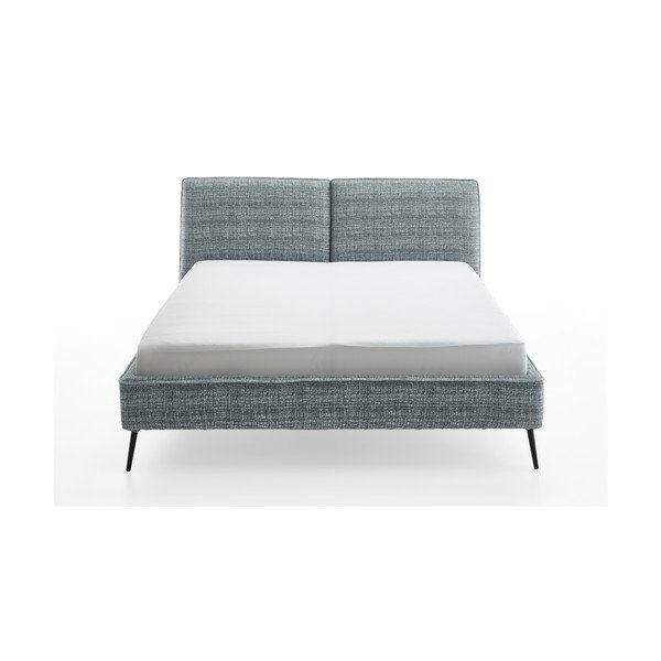 Mėlynos spalvos dvigulė lova audiniu dengta be grotelių 160x200 cm Infinity – Meise Möbel-image-4