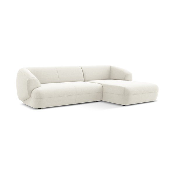 Baltos spalvos iš velveto kampinė sofa (su dešiniuoju kampu) Moana – Makamii-image-2