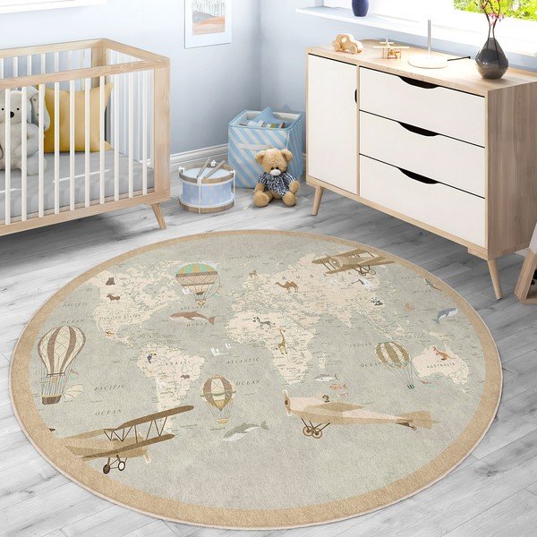 Skalbiamas vaikiškas žaidimų kilimas ø100 cm Vintage World – Mila Home-image-3