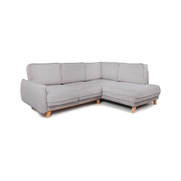 Šviesiai pilkos spalvos sulankstoma/su sandėliavimo vieta kampinė sofa iš kordinio velveto (su dešiniuoju kampu/„L“ formos) Tori – Bonami Selection-image-1