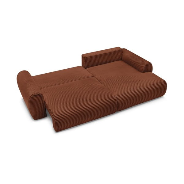 Iš kordinio velveto sulankstoma kampinė sofa raudonos plytų spalvos (su dešiniuoju kampu) Lucien – Bobochic Paris-image-4