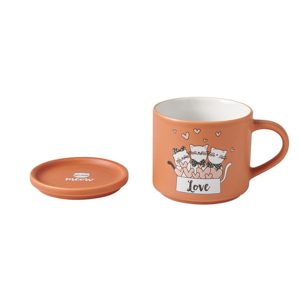 Iš porceliano  puodeliai oranžinės spalvos/smėlio spalvos 2 vnt. 350 ml Cats – Brandani-image-2
