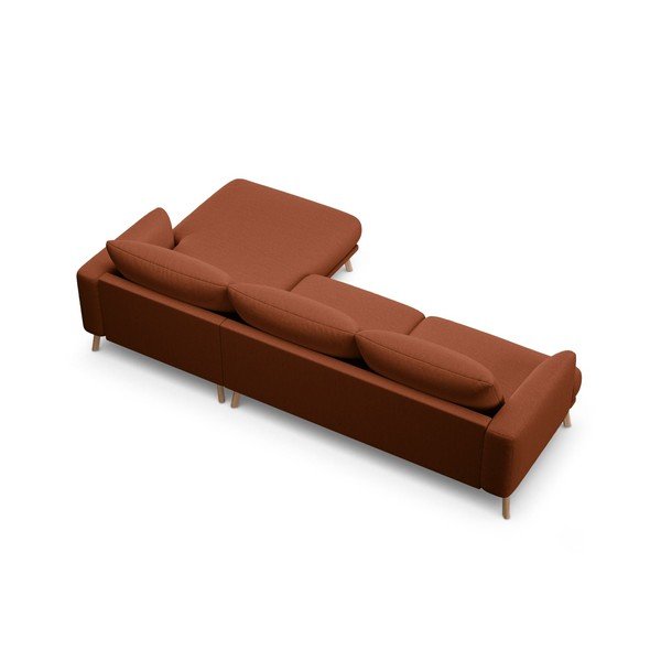 Terakotos spalvos kampinė sofa (su dešiniuoju kampu/su gultu) Naomi – Micadoni -image-2