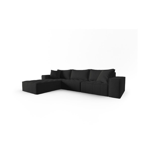 Kampinė sofa juodos spalvos (su kairiuoju kampu) Mike – Micadoni Home-image-2