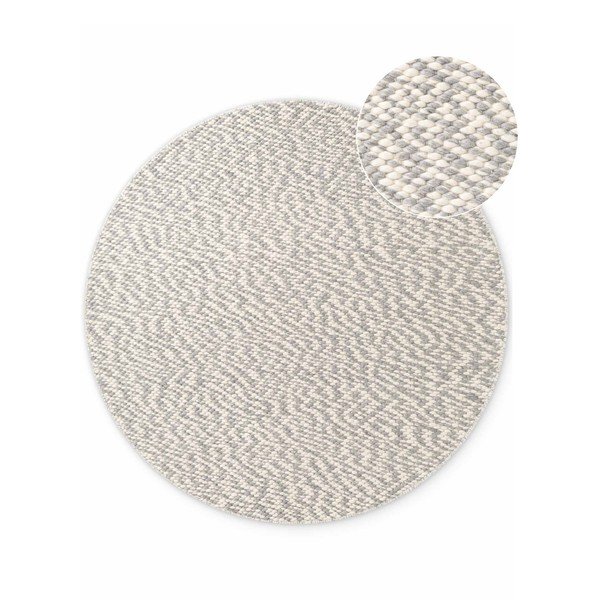 Rankų darbo šviesiai pilkos spalvos/kreminės spalvos iš vilnos apvalios formos kilimas ø 160 cm Lyon Beans – Elle Decoration