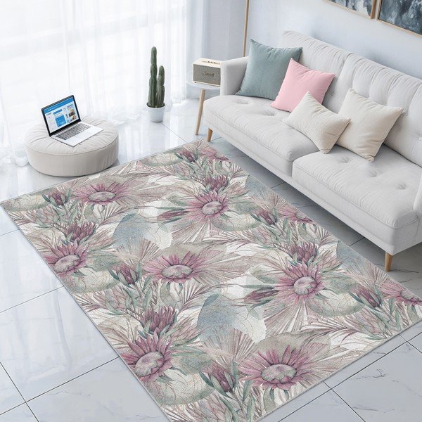 Skalbiamas kilimas violetinės spalvos/pilkos spalvos 80x200 cm Dusty Flowers – Mila Home-image-3