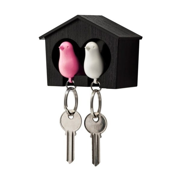 Rudos spalvos raktų pakabukas su baltos ir rožinės spalvos raktų pakabuku "Qualy Duo Sparrow