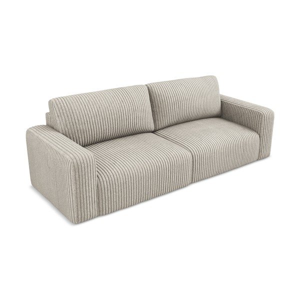 Smėlio spalvos sulankstoma/su sandėliavimo vieta sofa iš kordinio velveto 252 cm Kona – Makamii-image-3