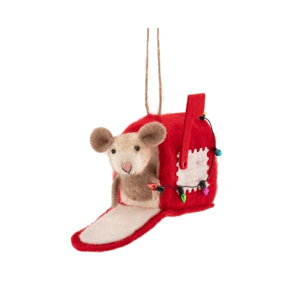 Iš tekstilės eglutės papuošimas 13 cm Mouse in Letter Box – Sass & Belle