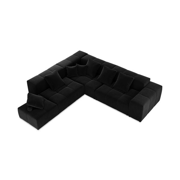 Juodo aksomo kampinė sofa (kintama) Rome Velvet - Cosmopolitan Design-image-3