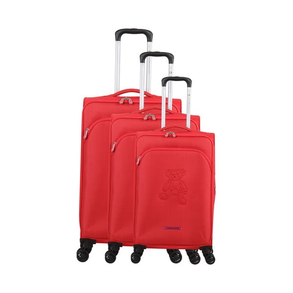 3 raudonų lagaminų lagaminų su ratukais rinkinys Lulucastagnette Emilia