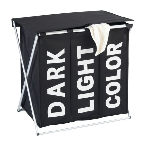 Juodas trigubas skalbinių krepšys Wenko Trio, 118 l-image-1