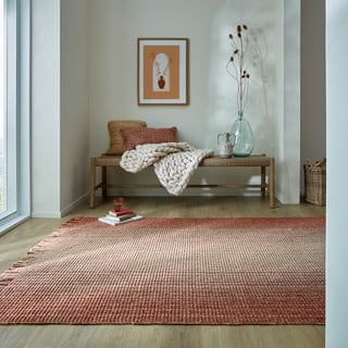 Apverčiamas/rankų darbo iš džiuto mišinio kilimas raudonos spalvos 120x170 cm Jute Ombre Red – Flair Rugs