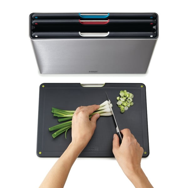 4 pjaustymo lentelių rinkinys su stovu 7x35,5 cm Folio - Joseph Joseph-image-3