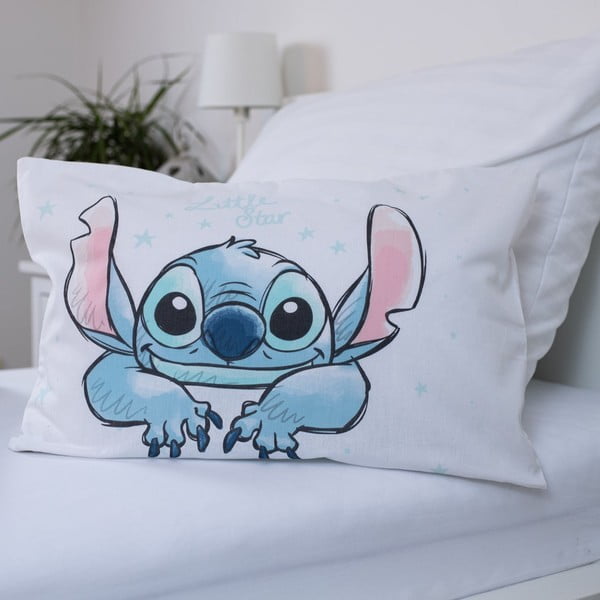 Baltos spalvos iš medvilnės vaikiška patalynė vaikiškai lovai 100x135 cm Lilo and Stitch "White Star" – Jerry Fabrics-image-3