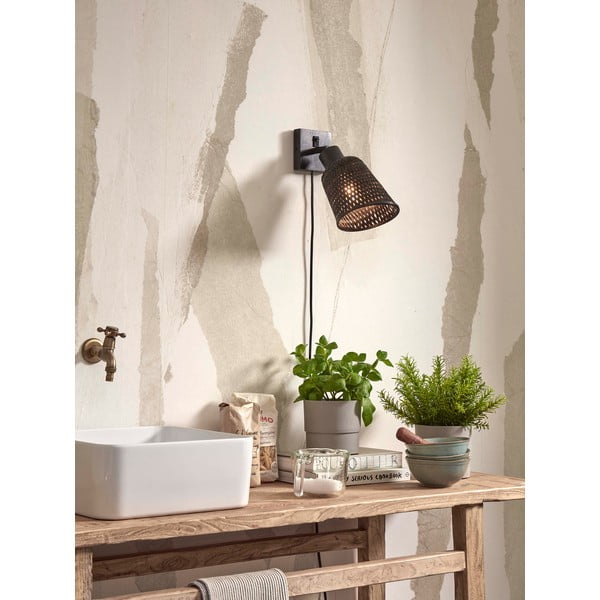 Sieninė lempa juodos spalvos ø 15 cm Java – Good&Mojo-image-1