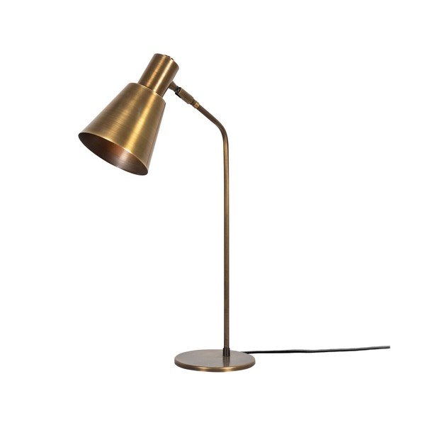 Auksinės spalvos stalinis šviestuvas (aukštis 50 cm) su metaliniu gaubtu Kem – Opviq lights