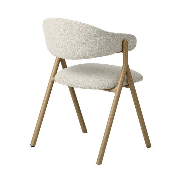Kreminės spalvos/natūralios spalvos iš audinio valgomojo kėdė su porankiais Frances – Unique Furniture-image-1
