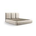Iš aksomo dvigulė lova kreminės spalvos audiniu dengta su sandėliavimo vieta su lovos grotelėmis 160x200 cm Brody – Mazzini Beds