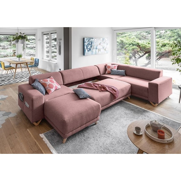 Rožinės spalvos sulankstoma/su sandėliavimo vieta kampinė sofa (su dešiniuoju kampu/„U“ formos) Classy Sophie – Miuform-image-4