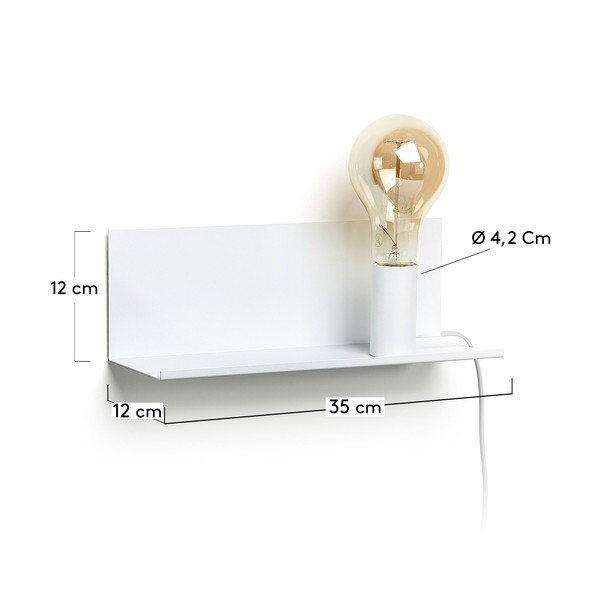 Baltas sieninis šviestuvas su lentyna Hannah - Kave Home-image-3