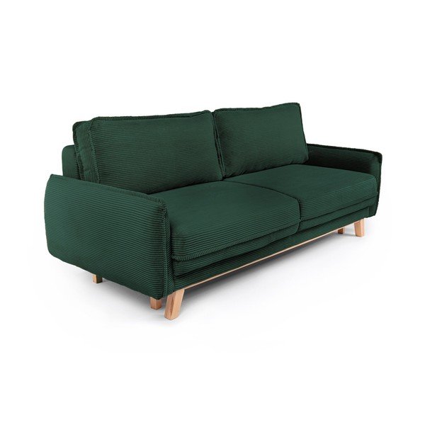 Tamsiai žalios spalvos sulankstoma/su sandėliavimo vieta sofa iš kordinio velveto 218 cm Tori – Bonami Selection-image-1