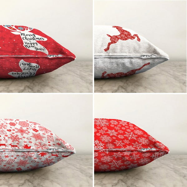 4 kalėdinių šenilinių užvalkalų rinkinys Minimalist Cushion Covers Christmas Reindeer, 55 x 55 cm-image-1