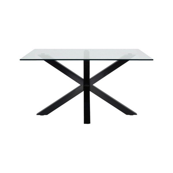 Juodos spalvos kavos staliukas su stikliniu stalviršiu 70x130 cm Argo – Kave Home