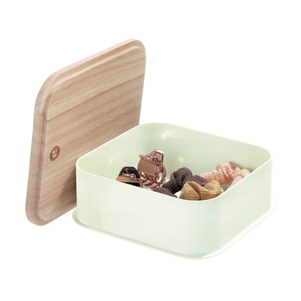 Balta dėžutė su dangteliu pagaminta iš paulovnijos medienos iDesign Eco, 21,3 x 21,3 cm-image-2
