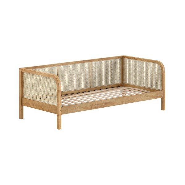 Natūralios spalvos iš ąžuolo masyvo viengulė lova su lovos grotelėmis 90x200 cm Olive Captain Rotan – Vipack-image-2