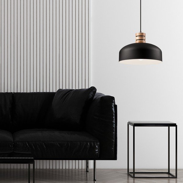 Kabantis šviestuvas juodos spalvos ø 30 cm su metaliniu gaubtu Cosmo – LAMKUR-image-1