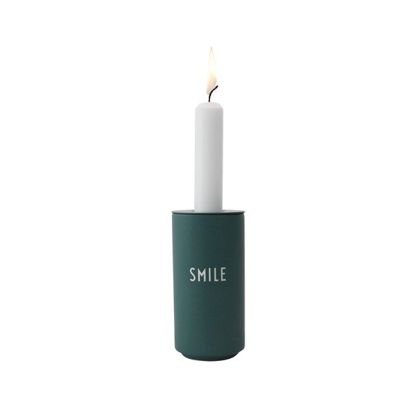 Tamsiai žalia porcelianinė vaza Design Letters Smile, aukštis 11 cm-image-1