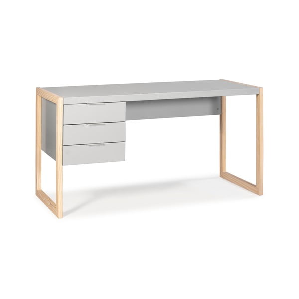 Pilkas rašomasis stalas su pušies medienos kojomis Marckeric Frank-image-2