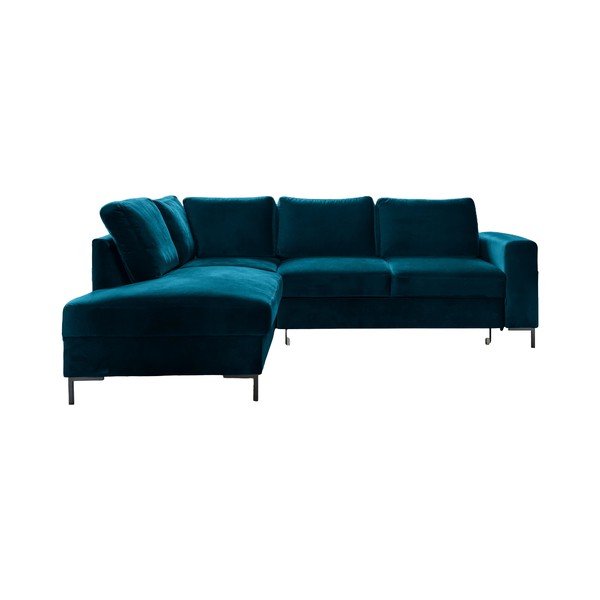 Iš velveto sulankstoma kampinė sofa turkio spalvos (su kairiuoju kampu) Lofty Lilly – Miuform