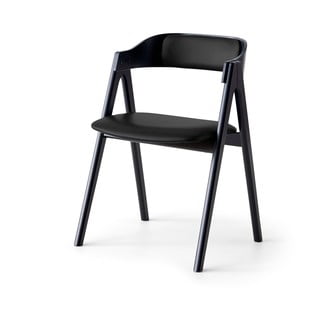 Juoda ąžuolinė valgomojo kėdė su odine sėdyne Findahl by Hammel Mette