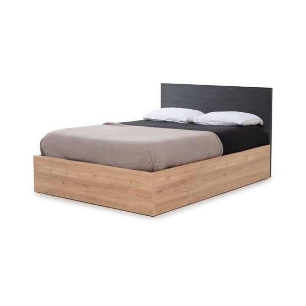 Pilka dvigulė lova su daiktadėže ir grotelėmis 160x200 cm Kronos - Marckeric